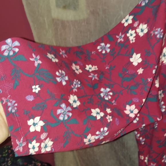 NEW Cotton Traders Tummy Control Floral Print Midi Burgundy Dress Size 18 - Picture 2 of 9